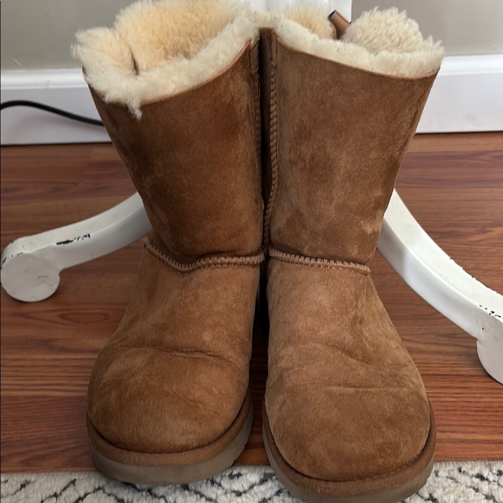 UGG Tan and Gray Shearling Boots